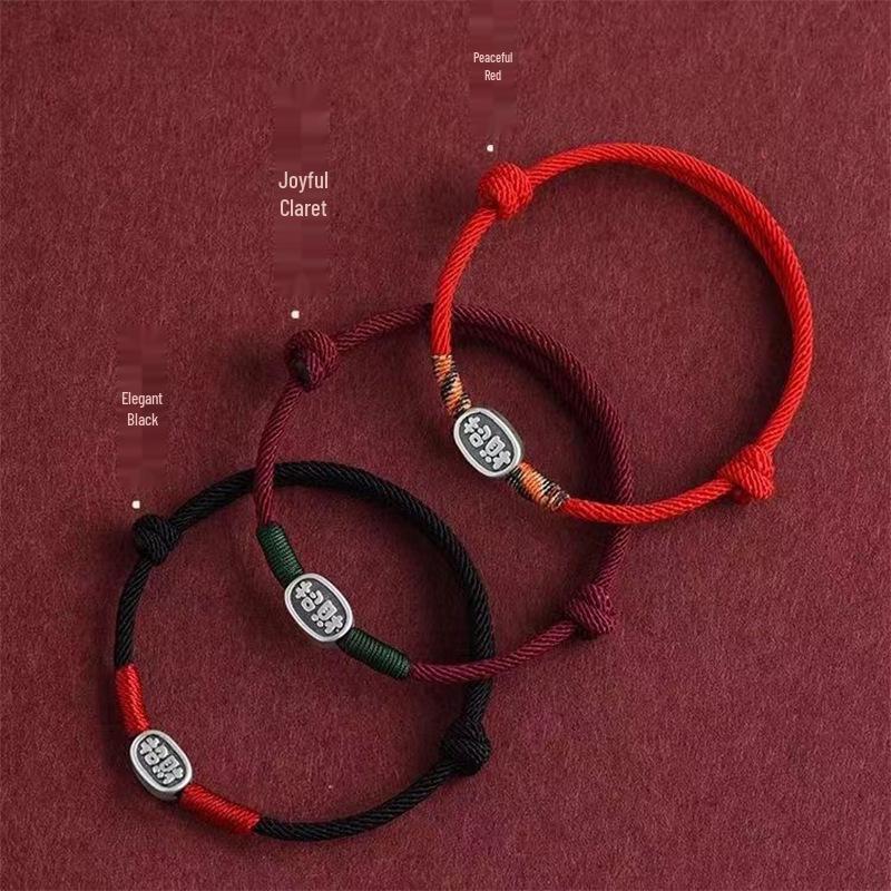 

999 Sterling Silver Red Cord Bracelet for Wealth & Luck – Pure Silver Hand Rope Jewelry for Couples Pure Silver