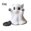 Unique Home Decor Accents Halloween Ghost Cat Statue, Cute Figurine, Cartoon Whimsical Office Desk Accessories Spooky Decoration for Desktop