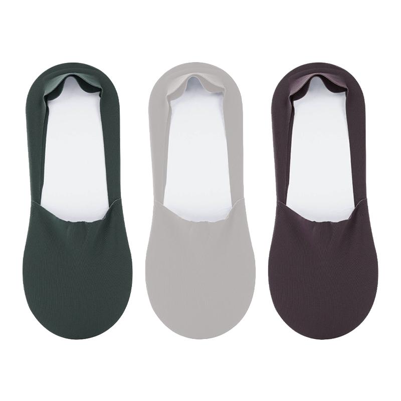 3 Pairs of Summer Breathable Invisible Boat Socks Non-slip Men's Ice Seamless Silicone Low Cut Short Invisible Socks