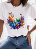 (Asian Size) Clothing T Shirt Tee Top Women Fashion Female Woman Sweet Butterfly Style Print  Short Sleeve Graphic T-shirts