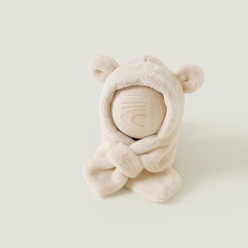 Trendy Cute Cartoon Hat Scarf Winter Warm Scarf Hat For Women Girls Kawaii Ear Protection Soft Furry Scarf Cap Gifts