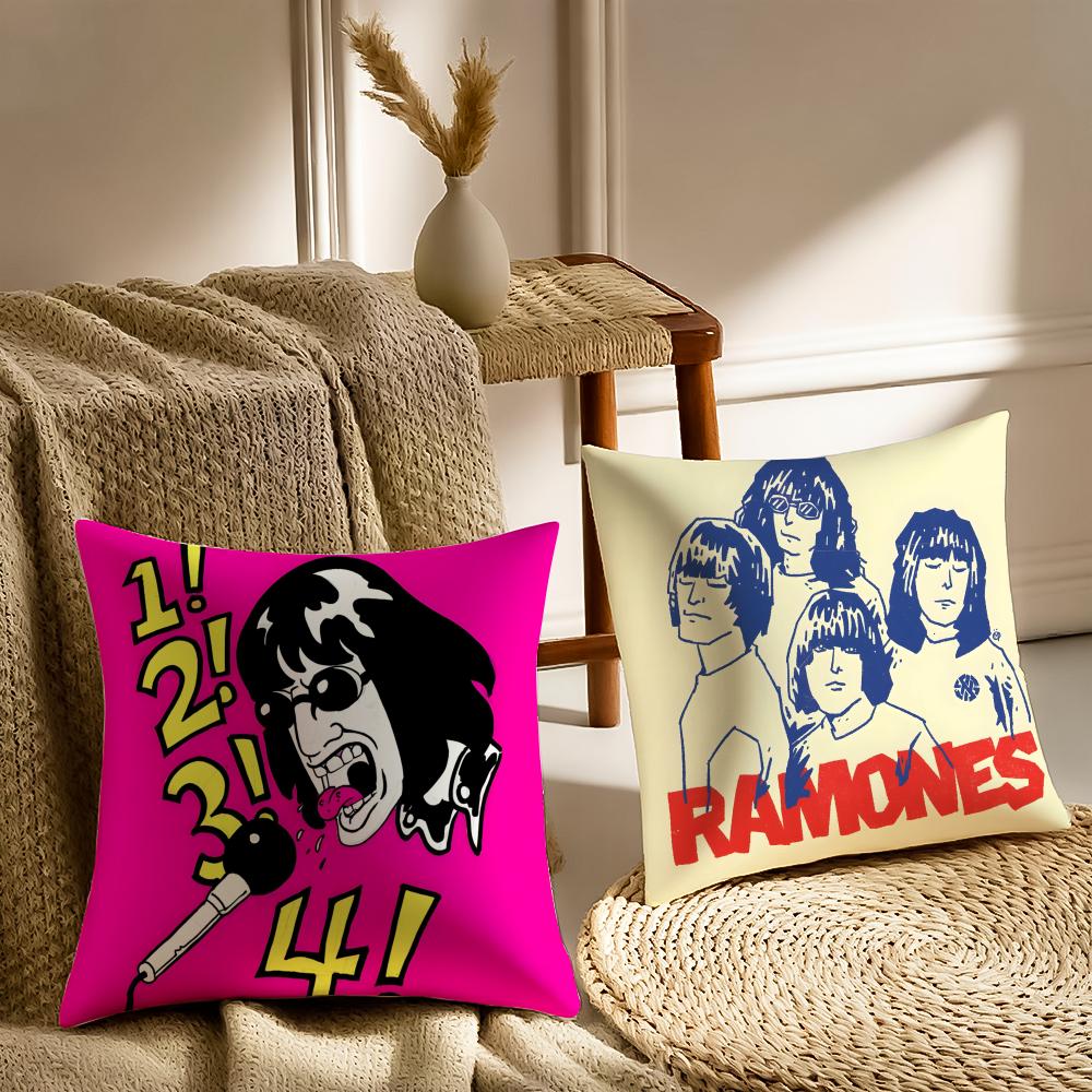 Band Punk R-Ramones Cushion Cover Washable Linen Pillowcase Soft For Sofa Bed Cozy Home Room Decor