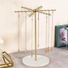 Decorative Gold Metal Jewelry Stand 48 Hooks 360° Rotation Design Large Capacity Necklace Bracelet Organizers Compact Display