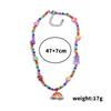 Travel Vacation Party Necklace Baroque Handmade Rice Beads Bohemian Rainbow Pendant Neck Chain Female