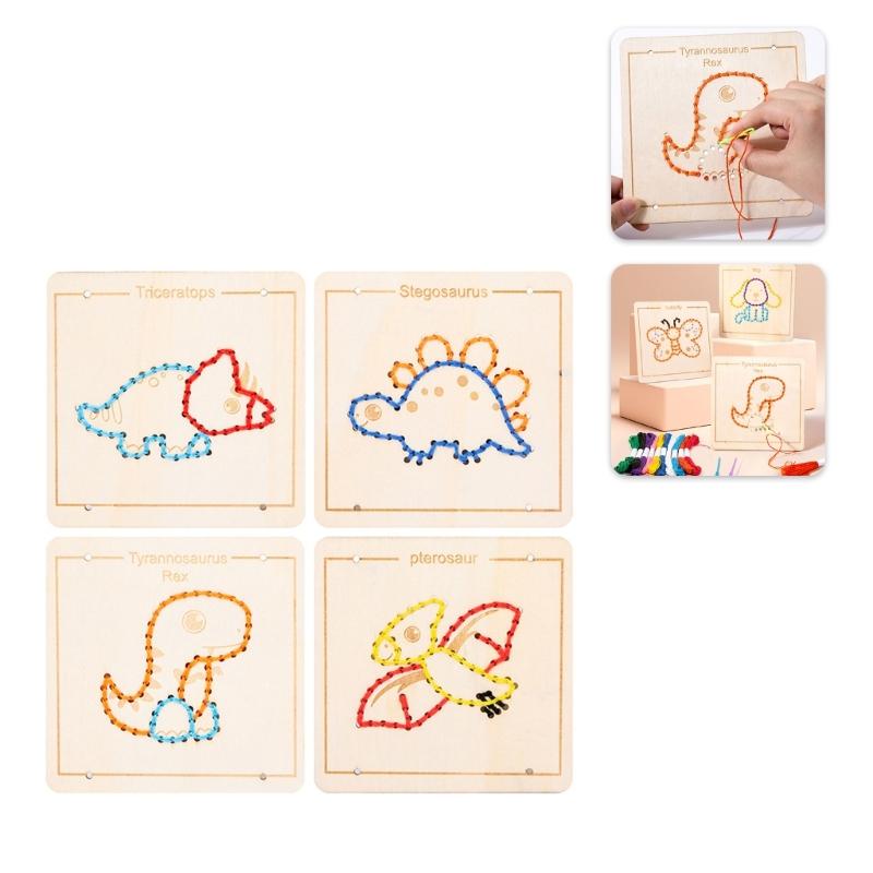 Educational Wood Lacing Toy Embroidery Lacing Board Sensory Toy For Kids Toddler Preschooler Boy Girl Birthday Present