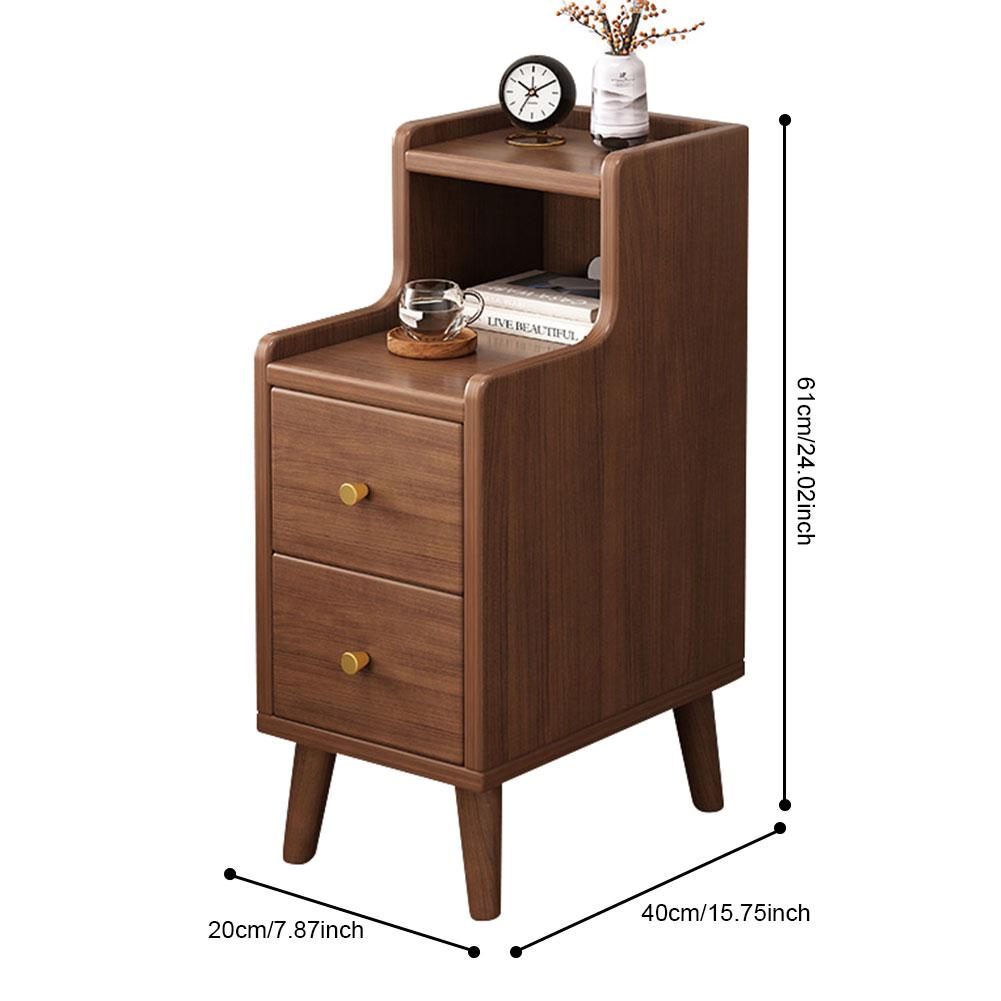 Multifunctional Ultra-Narrow Bedside Table with Storage Drawers Modern Nightstand Easy Maintenance Small Cabinet for Home Bedroo