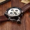 Watch with LED Genuine Leather Japanese Quartz Antique Popular Accessory Perfect Gift for or Christmas Men's Military-Grade Analog-Digi Display,