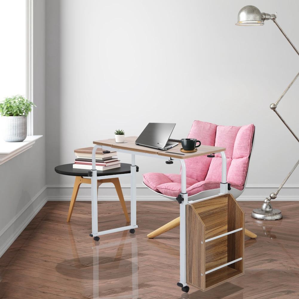Adjustable Laptop Cart Mobile Computer Desk Overbed Writing Table with Wheels 04#