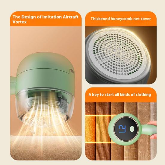 Lint Trimmer Fabric Shaver Electric Lint Remover with 6-Blade Cutter Display Rechargeable USB Adjustable Speed LED