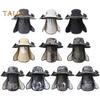 Wide Brim Sun Hat with 2 Solar Fan UV Protection Bucket Hat with Neck Flap And Face Guard 3 Speed Adjustable Fan Hat for Outdoor Fishing Camping