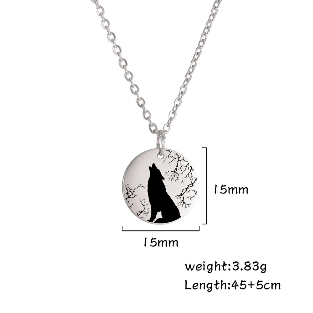 My Shape Wolf Necklace for Women Girls Animal Moon Silver Color Stainless Steel Necklaces Choker Link Chain Fashion Jewelry Gift