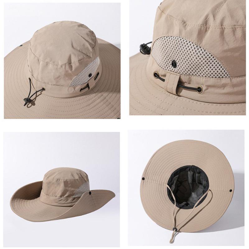 Summer Big Brim Breathable Sunscreen Fisherman Hat Men's Outdoor Mountaineering Fishing Hat Sunshade Hat
