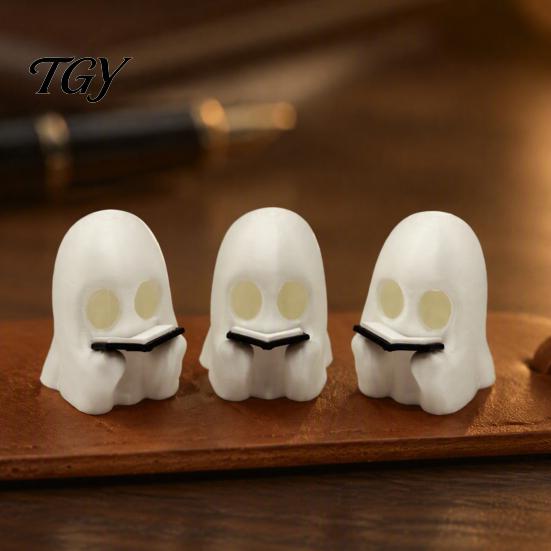 Niedliches Geist-Buchleser-Ornament Halloween-Figur für Schreibtisch und Bücherregal, Statue, PLA Geburtstag Mini mit Heimstudium & Bürodekoration, Gruselig