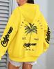 Women's Coconut Tree Print Casual Fleece Hoodie with Pockets