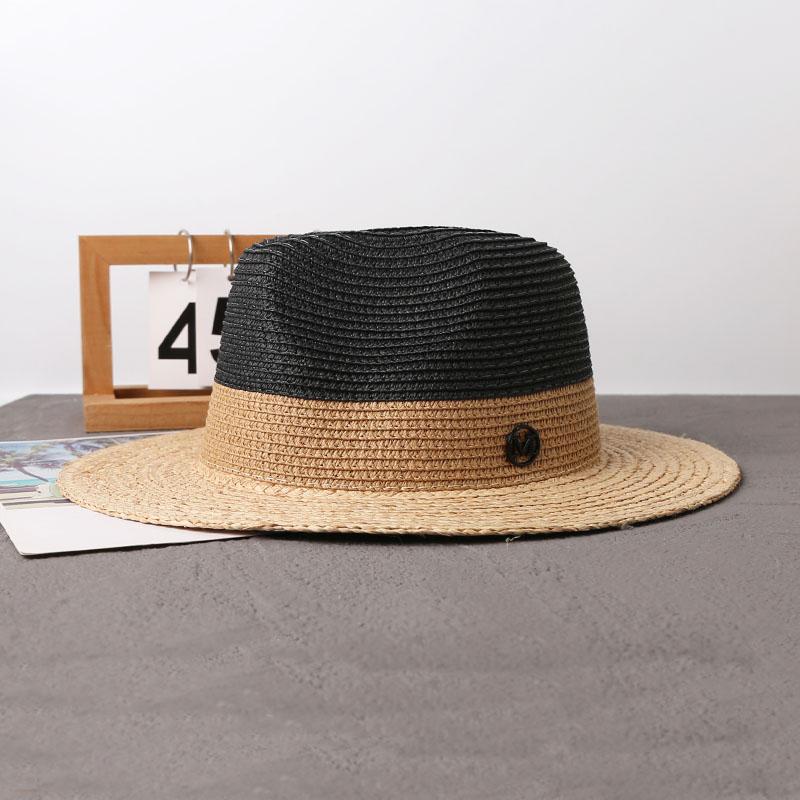 New Summer Beach Raffia Spliced Ethnic Style Woven Tape Sunshade Straw Hat Womens Wide Brim Jazz Holiday Uv Protection Sun Hats