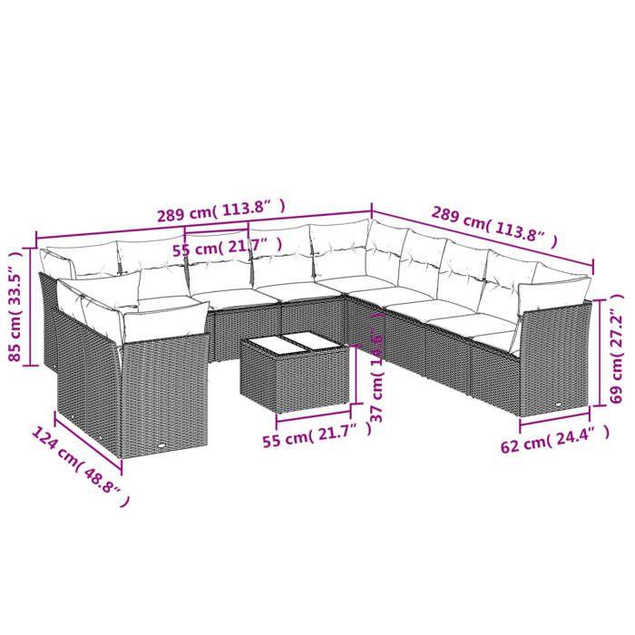 VidaXL Garden Lounge Set with 12 Pcs Cushions, Patio Sofas, Patio Furniture Set, Outdoor Furniture, Brown 3217894