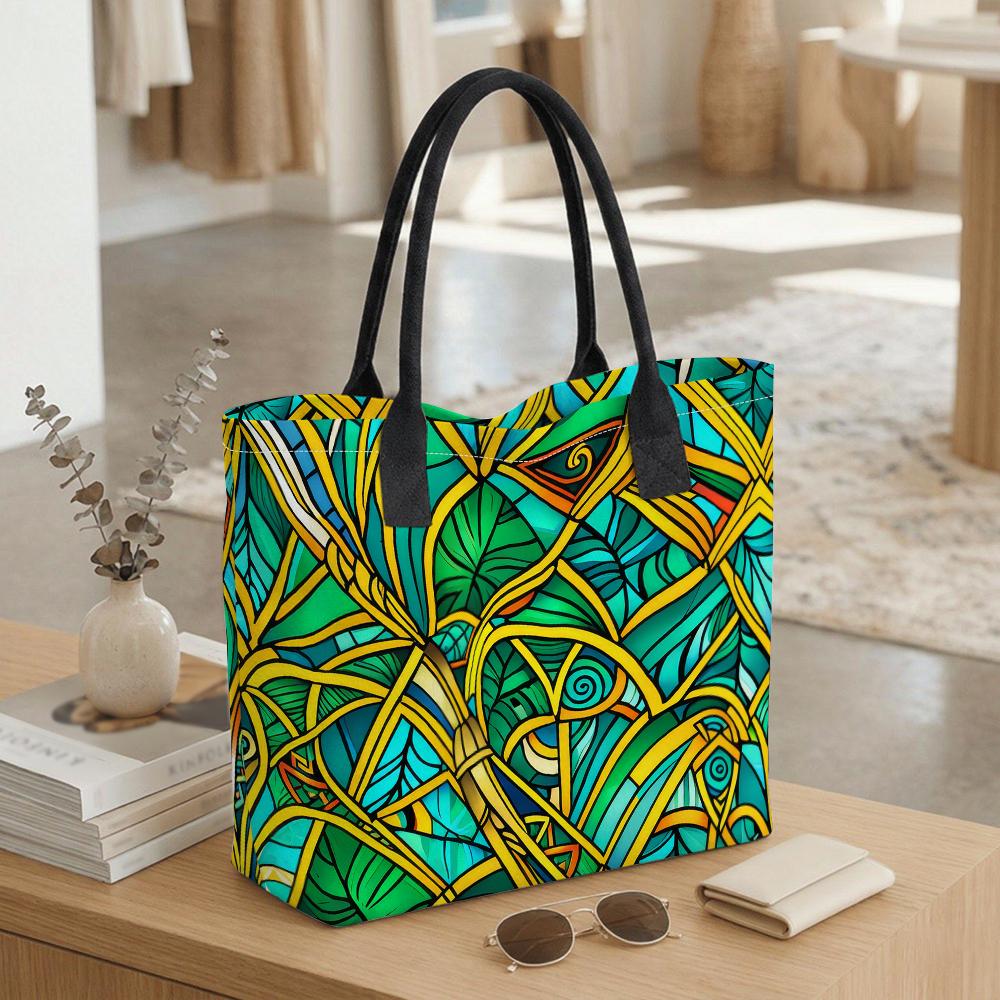 Artistic Geometric Pattern Tote Bag Fashion Large Capacity Casual Shopping Shoulder Handbag for Daily Use