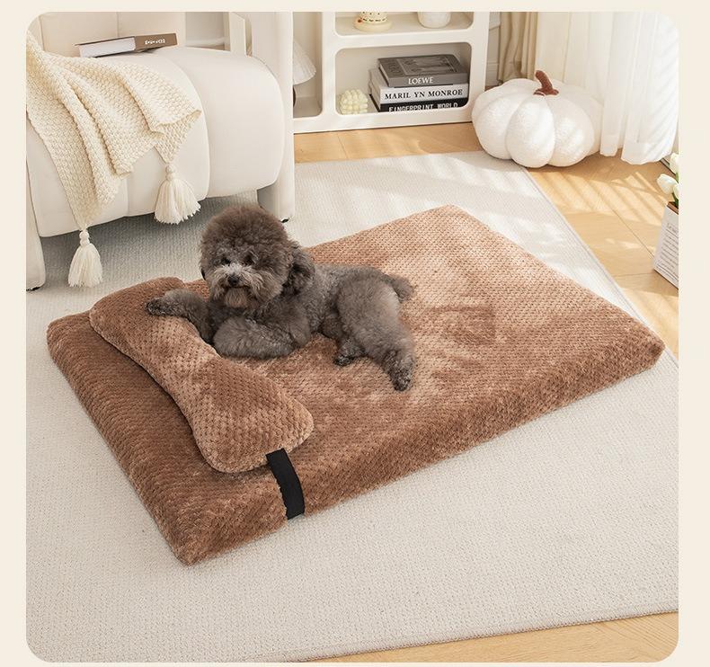 New Pineapple Lattice Pet Bed Warm Winter Cat Dog Cushion Soft Washable Mat Bedding for Medium Large Pets Cozy Home Nest