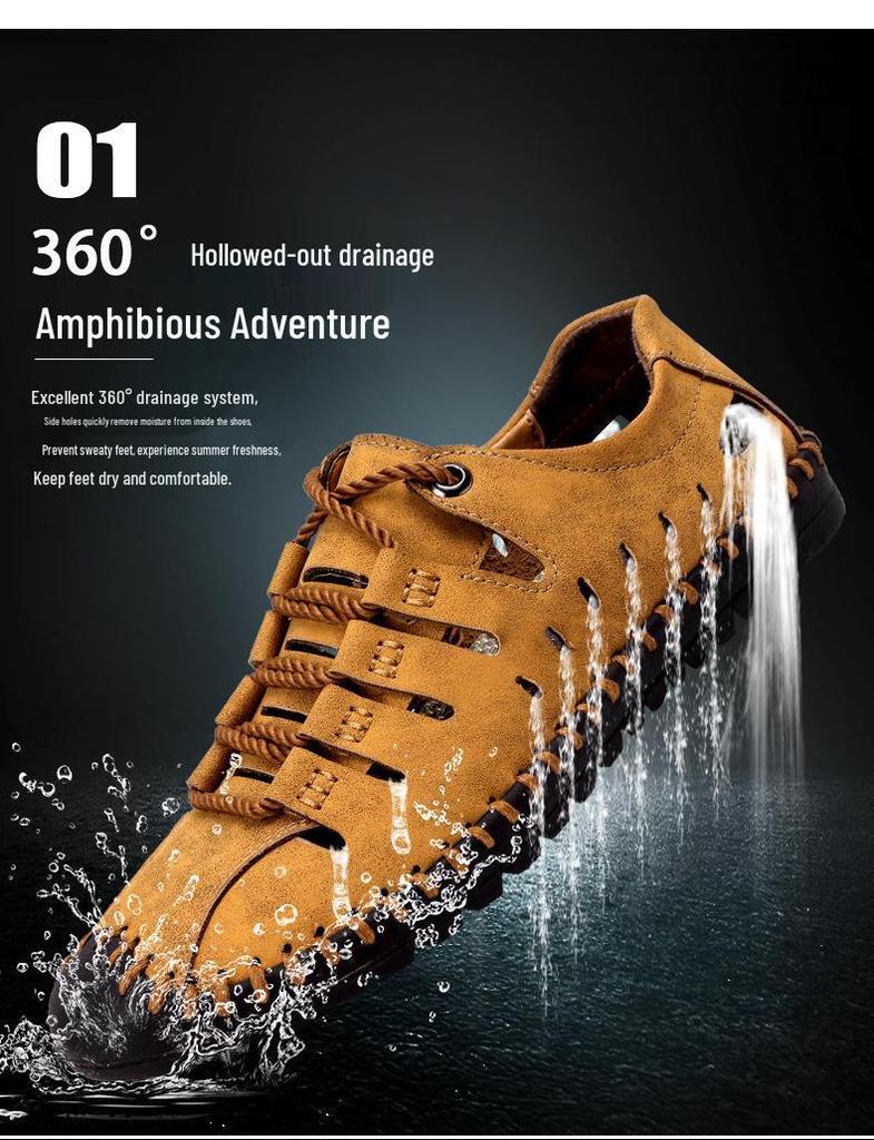 Men's Plus Size Casual Breathable Summer Sandals - Soft Sole Perforated Design