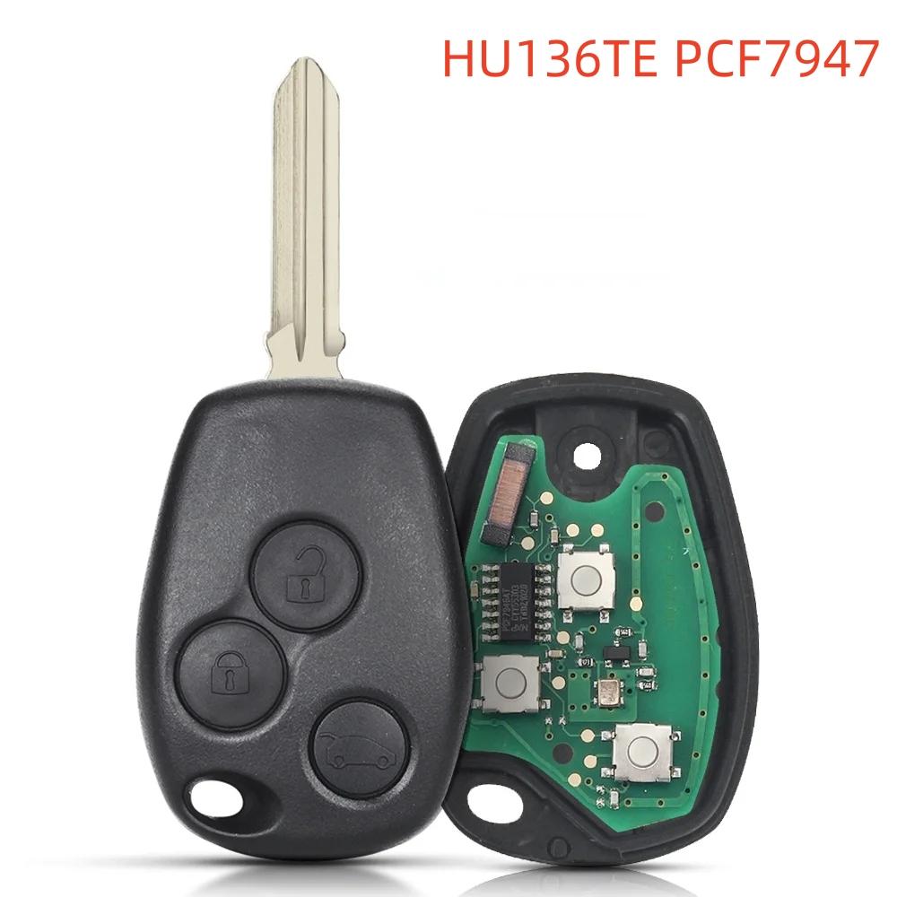 3-tlačítkový dálkový klíč k autu PCF7946/7947 Chip 434MHz pro Renault Trafic Vivaro Primastar Movano pro Dacia