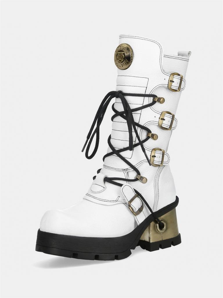 Thick Bottom Height-Increasing Women's Autumn and Winter Metal Punk Niche Leather Motorcycle Single Dark Retro Ankle Boots