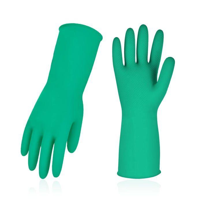 Gants de menage de vaisselle,gants de cuisine de nettoyage réutilisables en caoutchouc,extra épais,manches longuesVert,10Paires