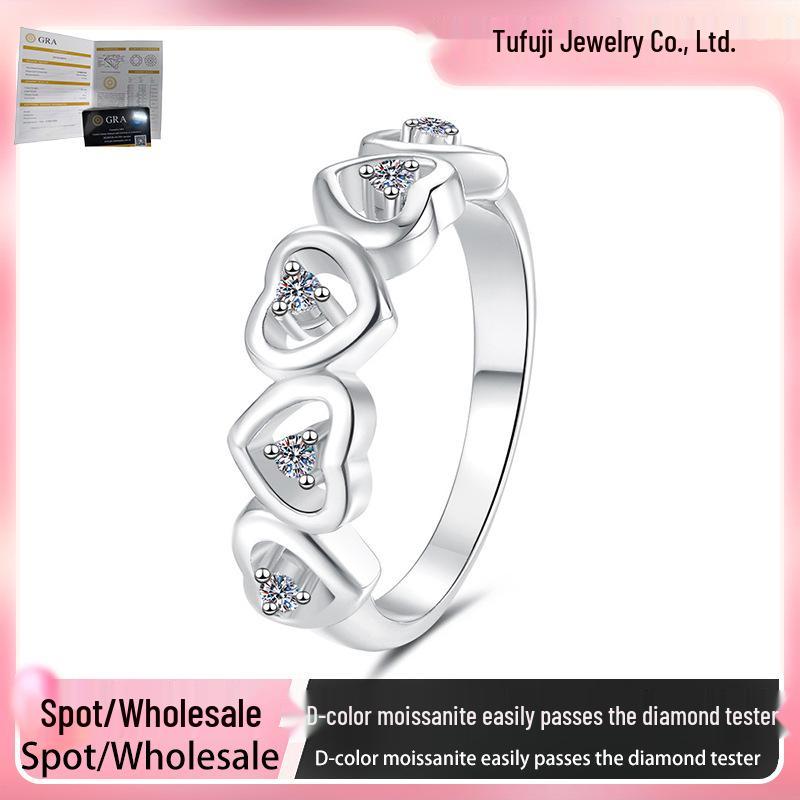 New S925 Sterling Silver Heart-shaped Moissanite Ring – High-End Fashion Jewelry