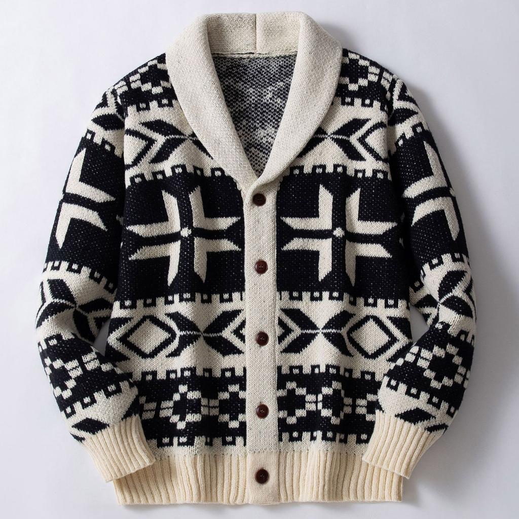 Men's Button-down Lapel Cardigan Jacket Slim Fit Outerwear Knitted Sweater