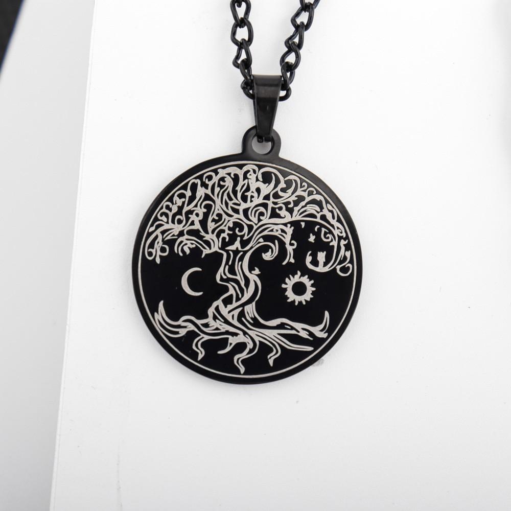 European and American Sun and Moon Tree of Life Pendant Necklace Sun and Moon Tree of Life