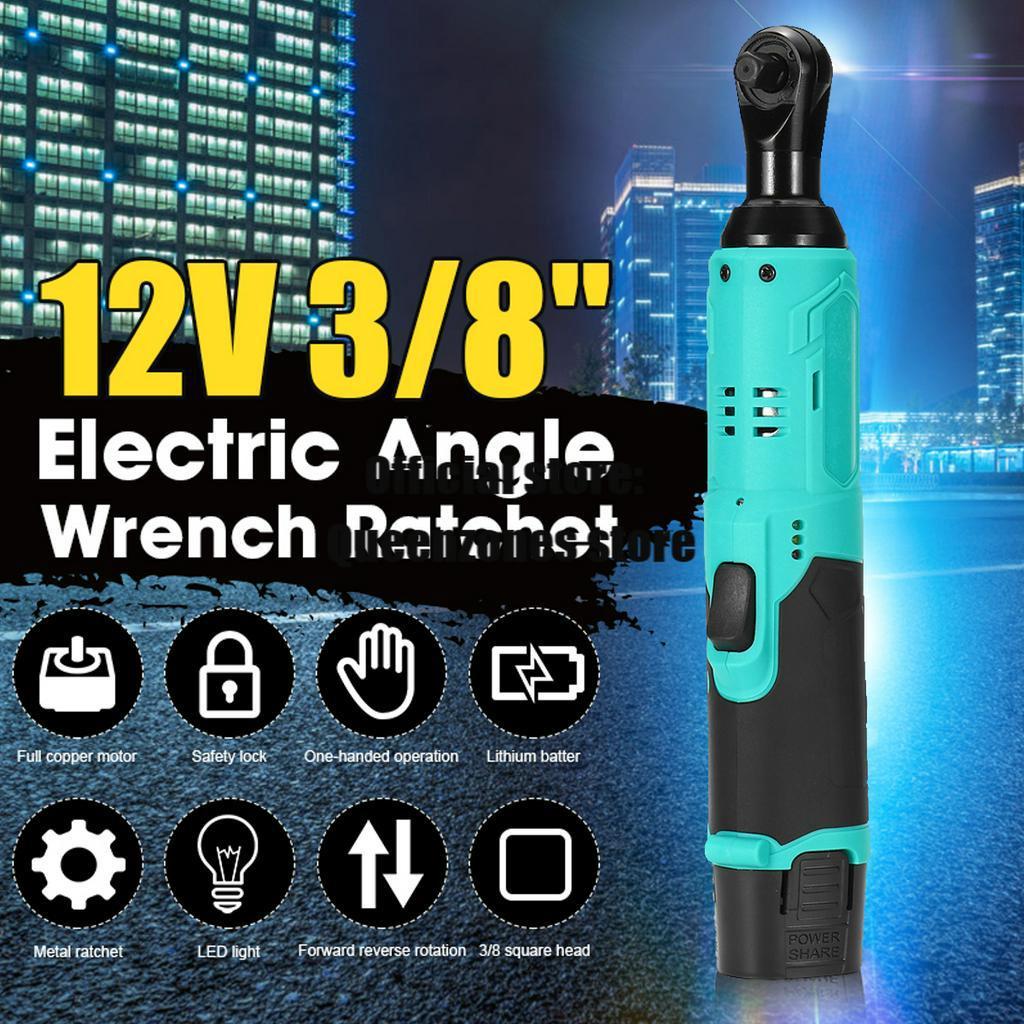 250W Rechargeable Angle Drill 3/8" Ratchet Wrench Set Screwdriver Wrench Tools 47N.m Cordless Electric Wrench with 2 Battery Charger