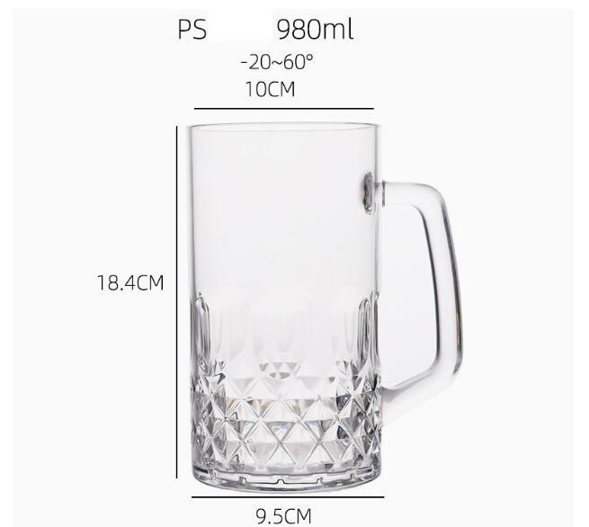 BPA Beer Mug Made of Reusable Unbreakable Plastic Transparent Acrylic Glass for Bar Party Cold Drink Juice Cheer for Cups