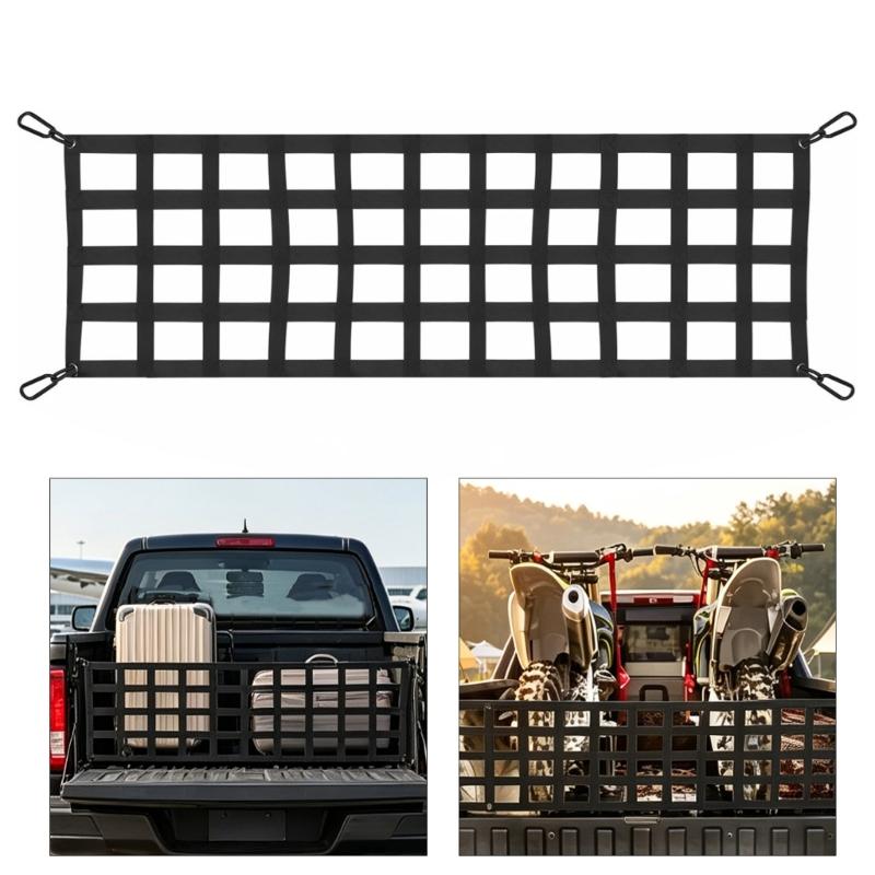 Universal 60X18 Inch TPE Truck Bed Cargo Net with Quick Assembly Kit Suitable for Secure Load Retention On Rough Road