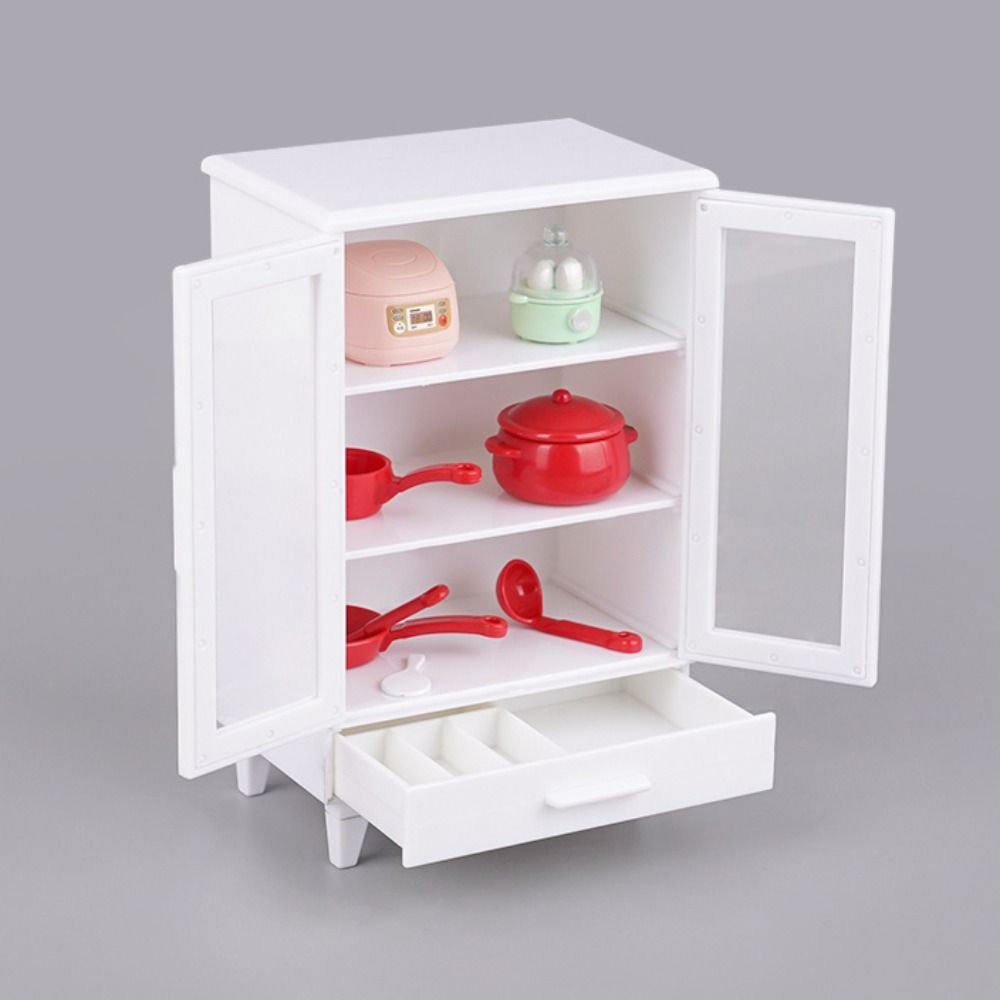 Pretend Play Miniature Storage Lockers 1:12 Scale Doll Display Cabinet Doll House Accessories