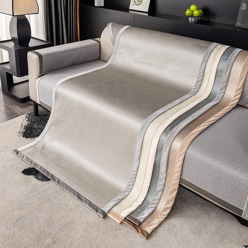Black Technology Ice Silk Sofa Cushion Summer Mat Mat New Non-Slip Sofa Cover Light Luxury Wind Dust Cover