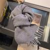 Pure Wool Scarf Women's Winter High End Tassel Warm Short Small Scarf