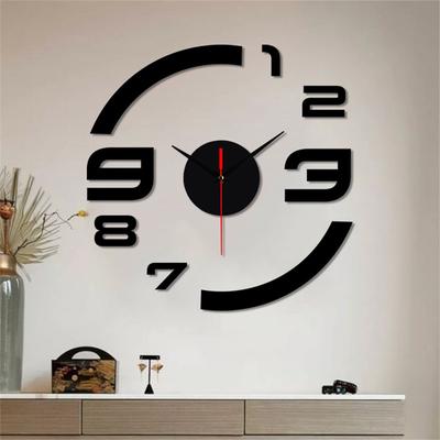 (SU)Bezrámečkový DIY Nástěnné ztlumené hodiny s 3D zrcadlovým povrchem Nálepka pro domácí kancelář