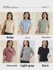 Spring Cotton Knit Short Sleeve Outerwear - Round Neck Loose Fit Solid Color Top