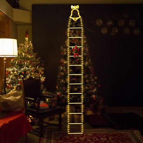 LED Christmas String Lights Santa Claus Decorative Ladder Lights 8 Modes Timer Memory Function Xmas Outdoor Indoor Decorations Waterproof Fairy Lights