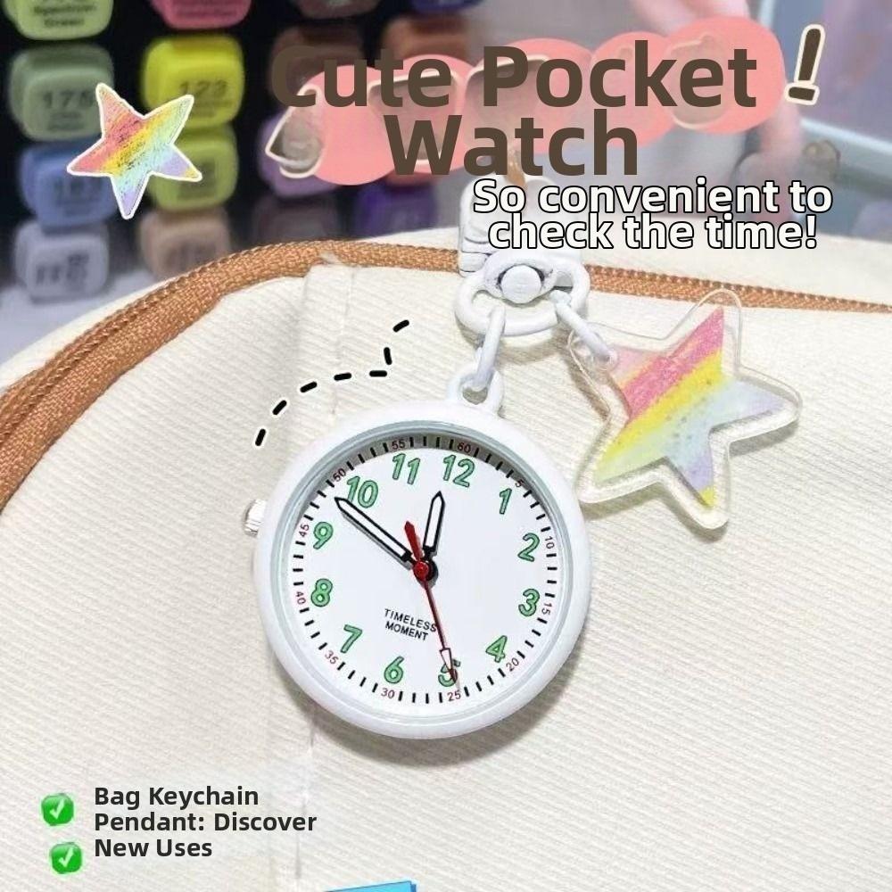 Electronic Movement Mini Keychain Pocket Watch Round Luminous Pocket Watch  Stylish Accessory