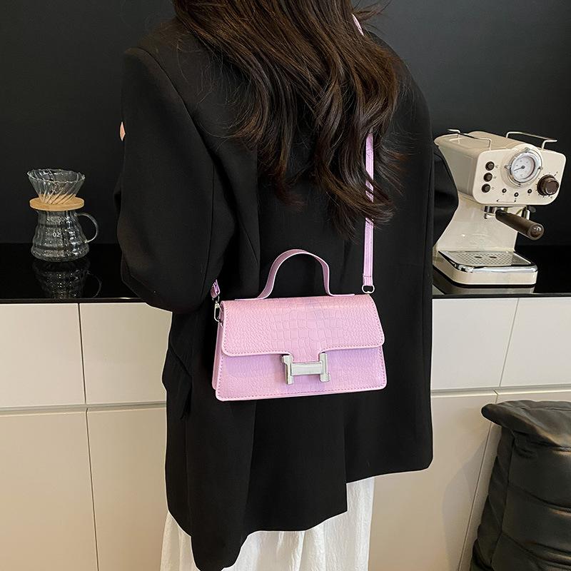 2025 New Crocodile Print Handbag Simple and Fashionable Small Square Bag French Stone Pattern Crossbody Bag Trendy Women's Bag