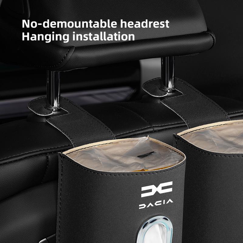 BGT1 Car Seat Back Hook Leather Tissue Box Rack Storage Bag Accessories For Dacia Bigster Spring Duster Sandero Jogger Dokker Lodgy