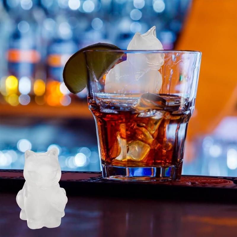 3D Cat Ice Cube Tray Mold BPA-Free Silicone Ice Cube Maker for Whiskey Cocktails