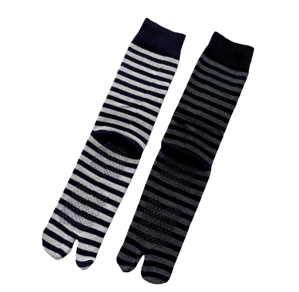 Skarpety Tabi z Zewnętrznym Luźnym Paskowanym Elastycznym Ściągaczem Zestaw 2 szt. Męskie z Nicią Antypoślizgową, 100% Bawełna, Ściągacz, Wzór, (Dostępne kolory)