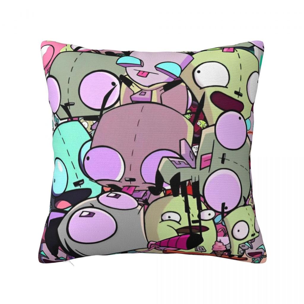Invaders Zims Cartoon Square Pillow Case Cushion Covers Funny Zippered Decor Throw Pillow Case Cover For Home 40X40Cm