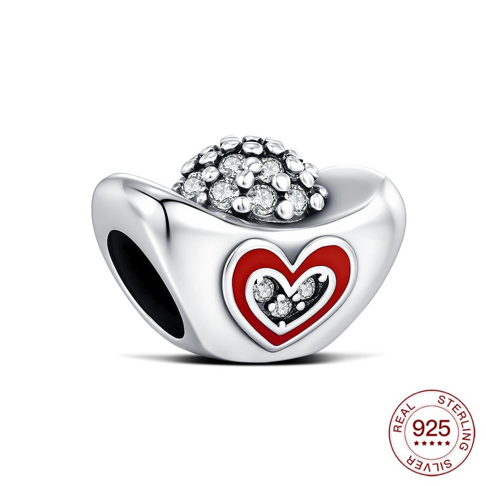 New Copper Charm New Year Gold Ingot Heart Bead Jewelry Piece Designing For Classic Bracelet Women Fashionable Jewelry DIY Style Gifts