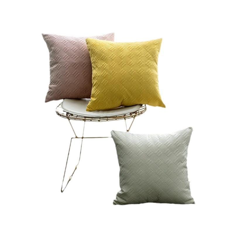 Ultrasonic Solid Color Pillow, Velvet Pillow Cover, Fabric Solid Color Household Products, Nordic Multi-color Sofa Cushion