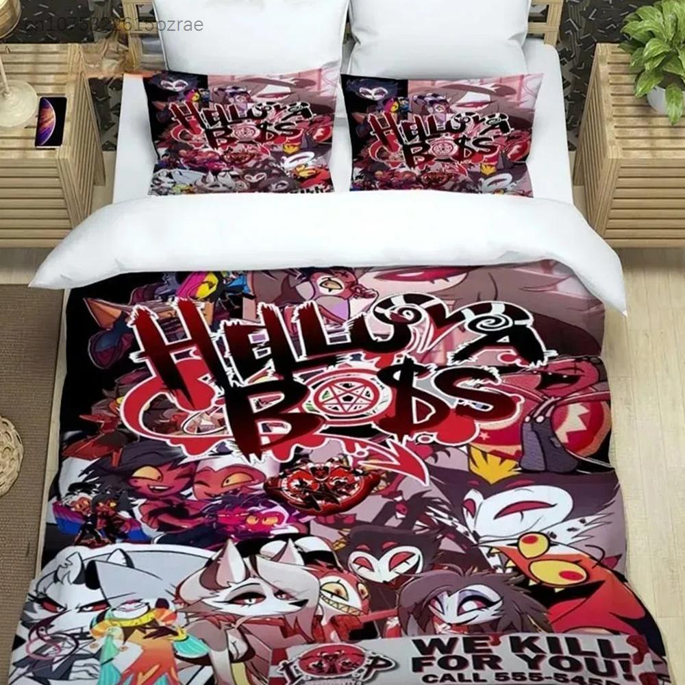 Anime Duvet Cover Pillowcase Bedding Set H-Helluva Boss Adult Boy Girl Bedroom Decoration Children Single Double Large Size