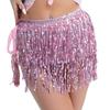 Sequins Belly Dance Waist Chain 4-Layer Tassel Hip Scarf Latin Dance Hula Short Skirt  Party