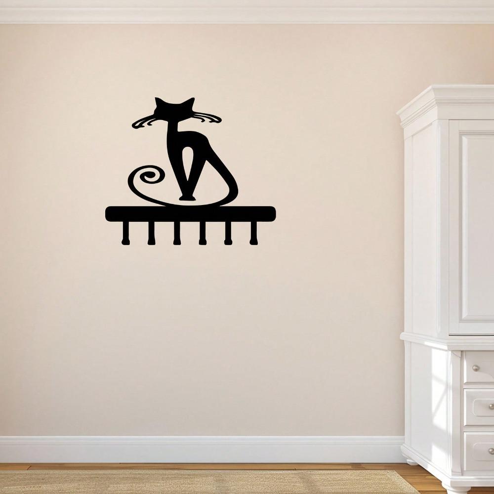 Elegant Cat Wall Hook Metal Decorative Storage Space Saving Key Coat Hat Rack for Hallway Living Room