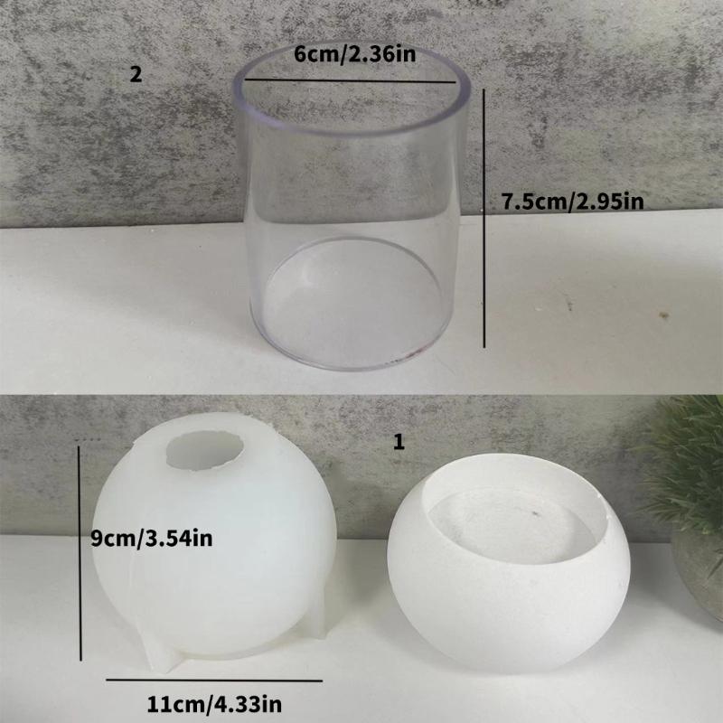 Artistic Home Decoration Candle Holders Mold Elegant Craft Silicone Molds for Epoxy Resin Sphere Shape Candle Holders
